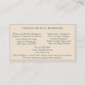 Wedding Planner Victorian Pink Roses Gold Business 名刺 (裏面)