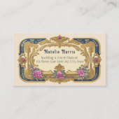 Wedding Planner Victorian Pink Roses Gold Business 名刺 (正面)