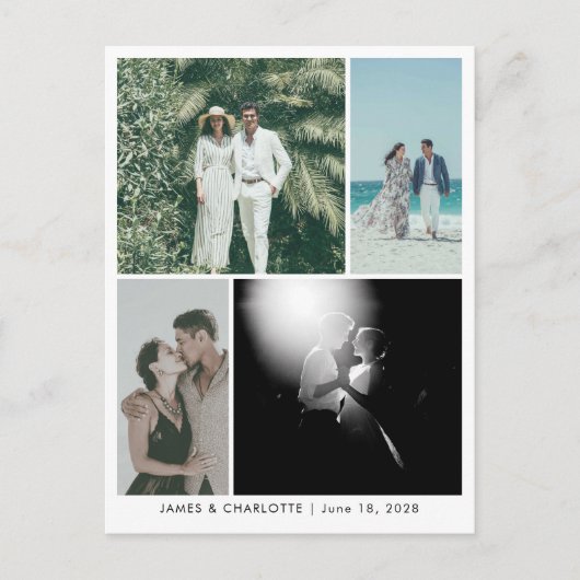 Wedding Postcard Guestbook Custom 4 Photo Template ポストカード (正面)