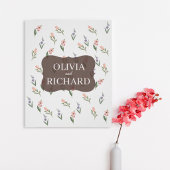 Wedding Poster with Romantic Botanical Pattern ポスター