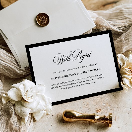 Wedding Postponement or Cancellation | With Regret 招待状