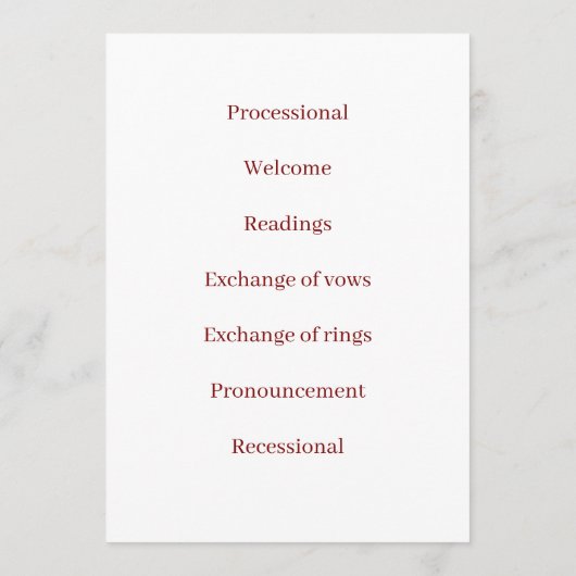  Wedding Program Ceremony Beach Template プログラム (裏面)