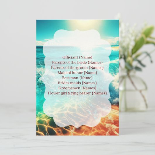  Wedding Program Ceremony Beach Template プログラム (スタンド正面)