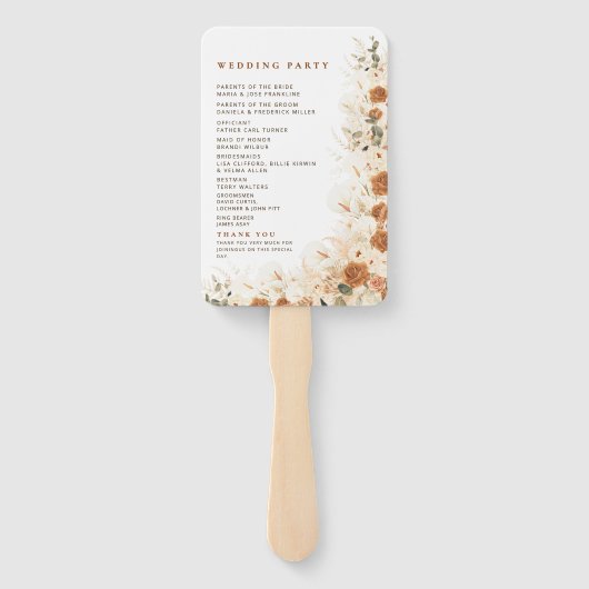 Wedding Program Fan | Rustic Floral Ceremony Hand ハンドファン (裏面)
