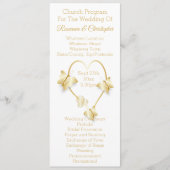 Wedding Program Gold Coloured Heart Butterfly プログラム (正面)