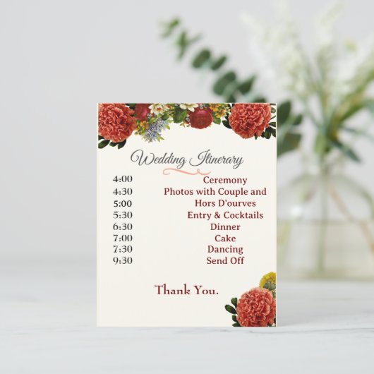 Wedding Program, Itinerary, BOHO Floral Retro (スタンド正面)