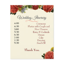 Wedding Program, Itinerary, BOHO Floral Retro