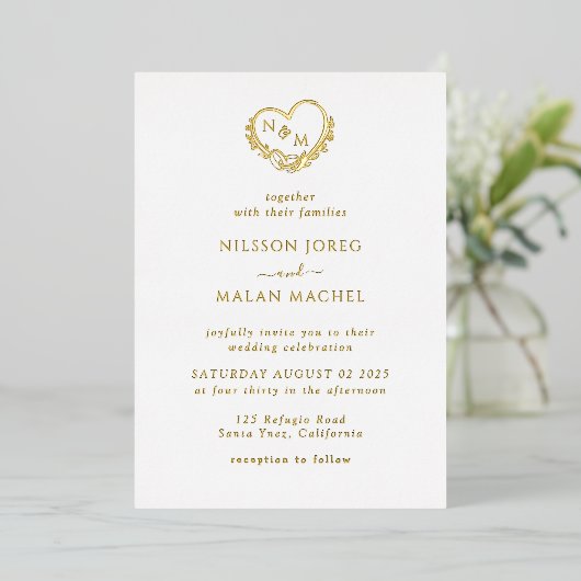 wedding programs Real Gold Foil invitation 箔招待状 (立ち正面)