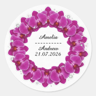 Wedding Purple Orchid Wreath Decor ラウンドシール