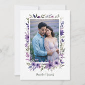 Wedding Purple Shades Flowers Branches Photo 招待状 (正面)