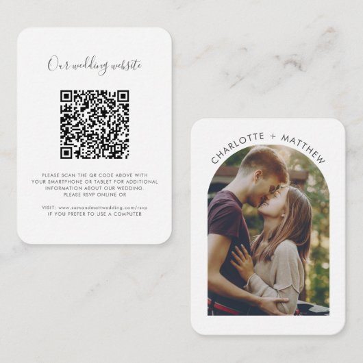 Wedding QR Code Photo and Website RSVP エンクロージャーカード (正面/裏面)