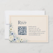 Wedding QR Code RSVP Card | ブルー アイボリー ウィンター (正面)