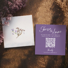 Wedding QR photo share fall wildflower monogram エンクロージャーカード