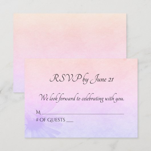 Wedding Rainbow Daisy RSVP 招待状 (正面/裏面)