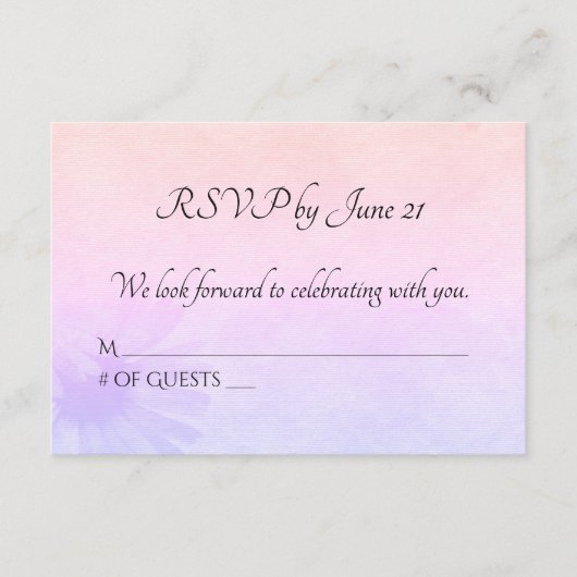 Wedding Rainbow Daisy RSVP 招待状 (正面)