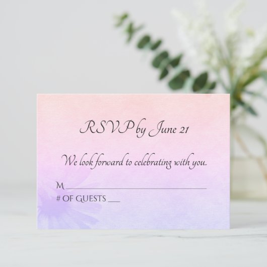 Wedding Rainbow Daisy RSVP 招待状 (スタンド正面)