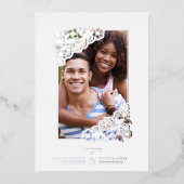 Wedding Real Silver Effect Fancy Overlay Floral 箔招待状 (正面)