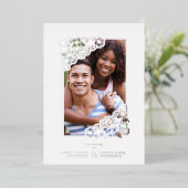 Wedding Real Silver Effect Fancy Overlay Floral 箔招待状 (立ち正面)
