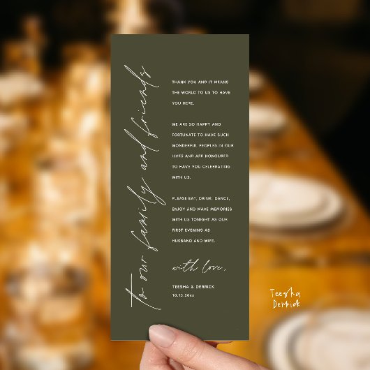 Wedding Reception Dinner Modern Thank You Card プログラム