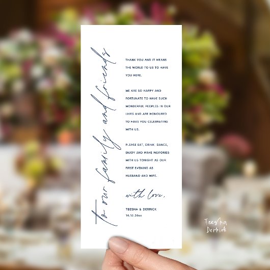 Wedding Reception Dinner Modern Thank You Card プログラム