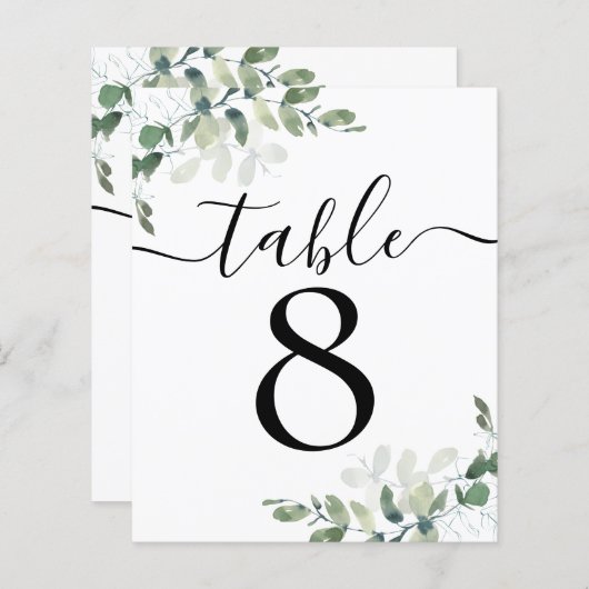 Wedding Reception Eucalyptus Table Number 8 (正面/裏面)