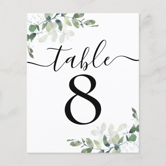 Wedding Reception Eucalyptus Table Number 8 (正面)