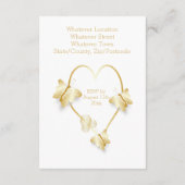 Wedding Reception Gold Coloured Heart Butterfly エンクロージャーカード (裏面)