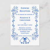 Wedding Reception Invitation Blue Sapphire Bells エンクロージャーカード (正面)