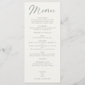 Wedding Reception Menu Elegant Script Sage Green メニュー (正面)