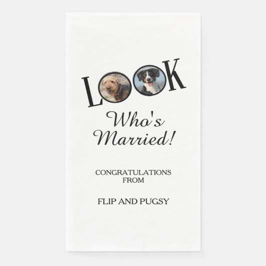 Wedding Reception Napkins with Dog or Pets Photo (正面)