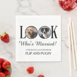 Wedding Reception Napkins with Dog or Pets Photo スタンダードランチョンナプキン