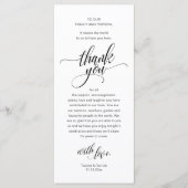 Wedding Reception Place Setting Thank You Card プログラム (正面)