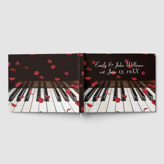 Wedding Red Rose Petals on Piano Keys ゲストブック (全面)