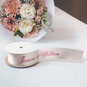 Wedding Red Script Blush Pink Simple Calligraphy サテンリボン