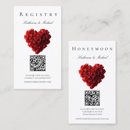 Wedding Registry-Heart Shaped Red Roses- 名刺 (正面/裏面)