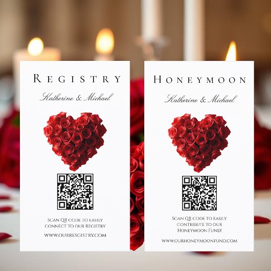 Wedding Registry-Heart Shaped Red Roses- 名刺