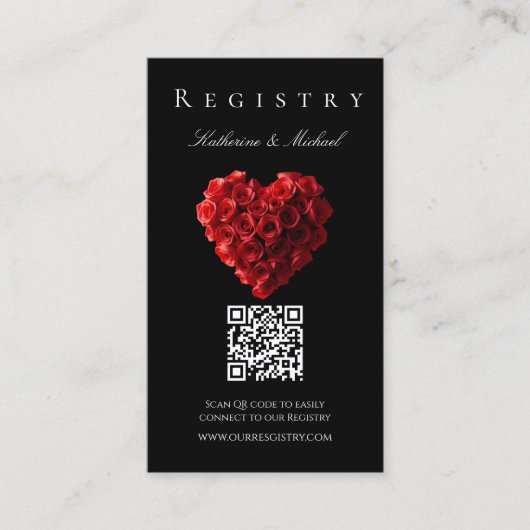 Wedding Registry-Heart Shaped Red Roses- 名刺 (正面)