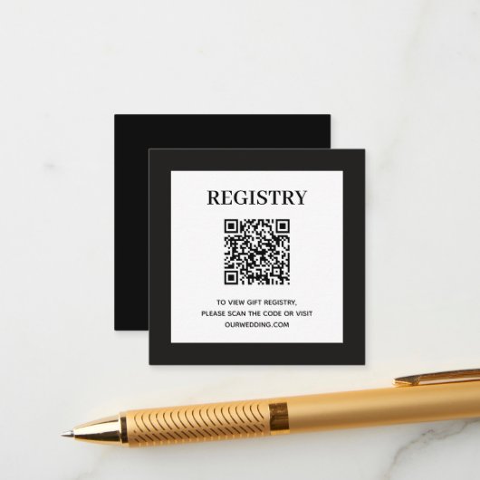 Wedding Registry QR Code Black エンクロージャーカード (正面/裏面インサイチュ)