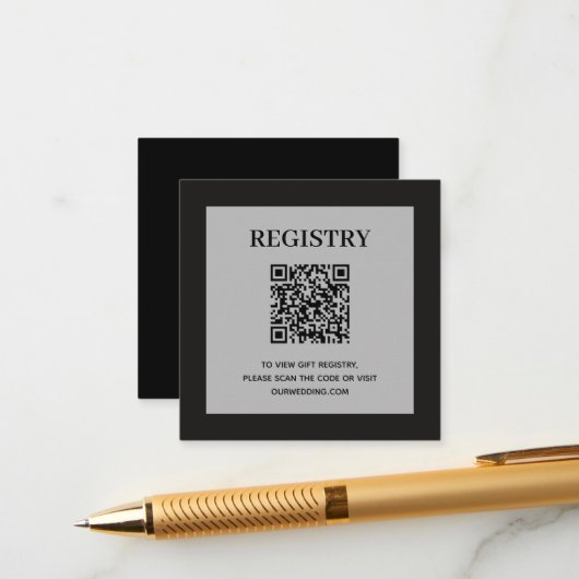 Wedding Registry QR Code Black エンクロージャーカード (正面/裏面インサイチュ)