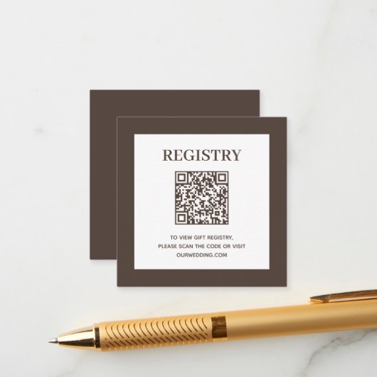 Wedding Registry QR Code Brown エンクロージャーカード (正面/裏面インサイチュ)