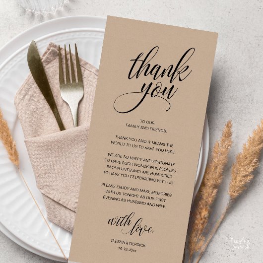 Wedding Rehearsal Dinner Thank You Card プログラム