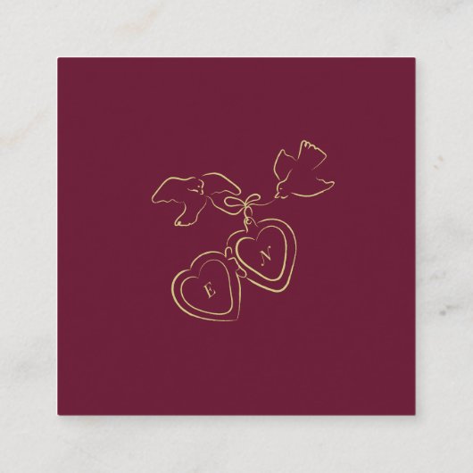 Wedding Response QR Code Locket Monogram エンクロージャーカード (裏面)