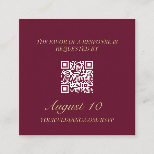Wedding Response QR Code Locket Monogram エンクロージャーカード (正面)