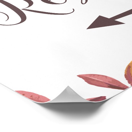 Wedding Restrooms Left Arrow Direction Sign Rustic ポスター (角)