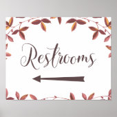 Wedding Restrooms Left Arrow Direction Sign Rustic ポスター (正面)