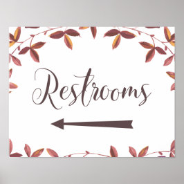 Wedding Restrooms Left Arrow Direction Sign Rustic ポスター