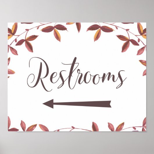 Wedding Restrooms Left Arrow Direction Sign Rustic ポスター (正面)