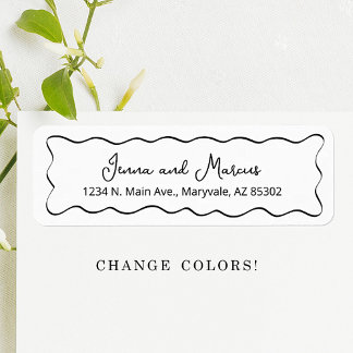 Wedding Return Address Label - Drawn Curvy Border ラベル