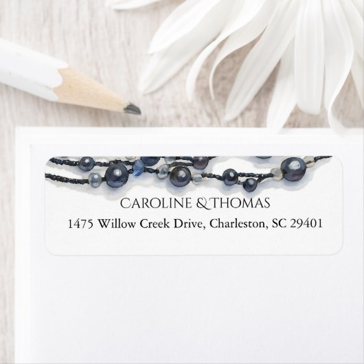 Wedding Return Address Label Pearl Elegant ラベル (インサイチュ)