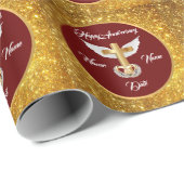 Wedding Rings Customize Gold Cross Anniversary ラッピングペーパー (ロールコーナー)